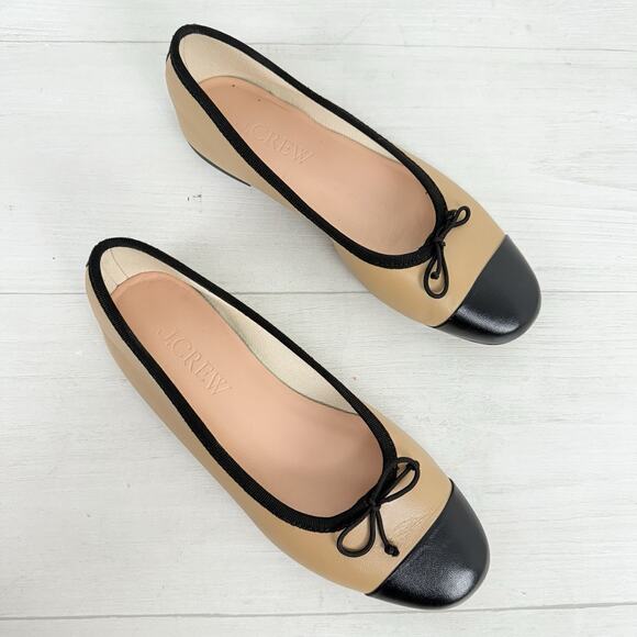J. Crew Tan and Black Flats - Picture 1 of 11